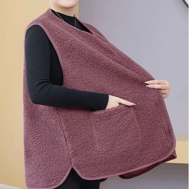 300斤加大码秋冬颗粒绒马甲中老年妈妈保暖背心宽松洋气外穿坎肩