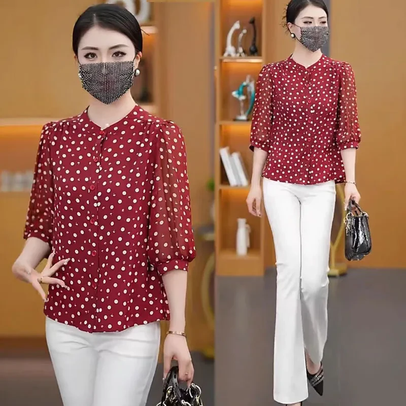 夏季薄款七分袖雪纺冰丝开衫外套大码显瘦休闲女妈妈装潮流减龄上