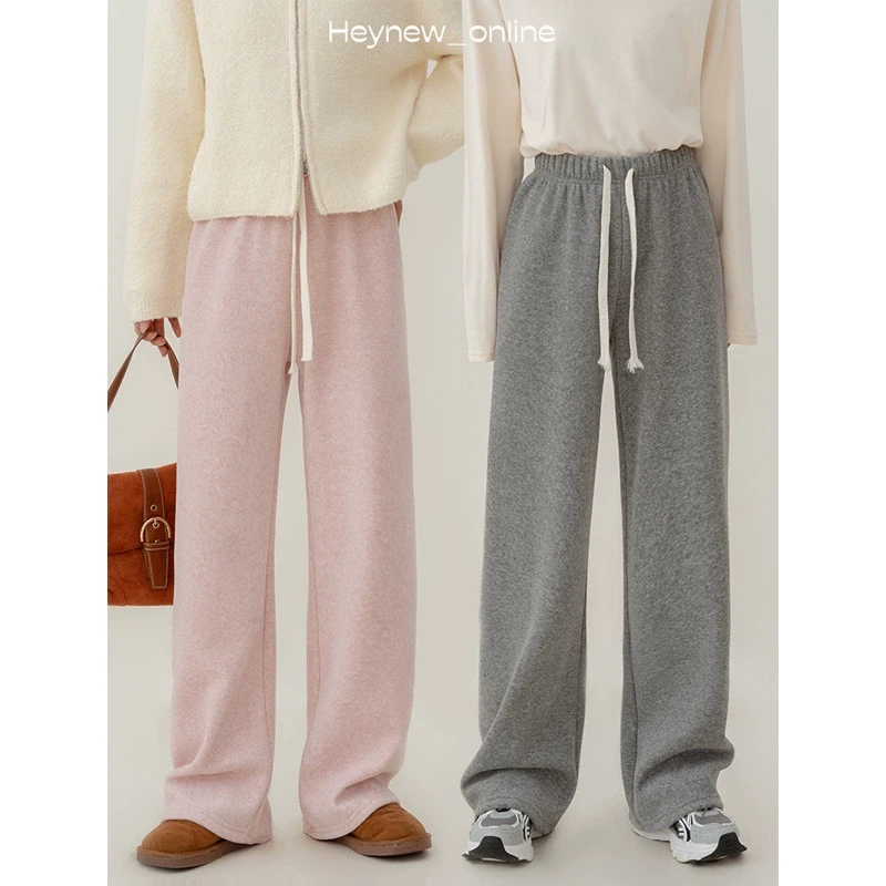 【年底宠粉福利】黑色加绒保暖裤直筒宽松阔腿长裤-2Q325