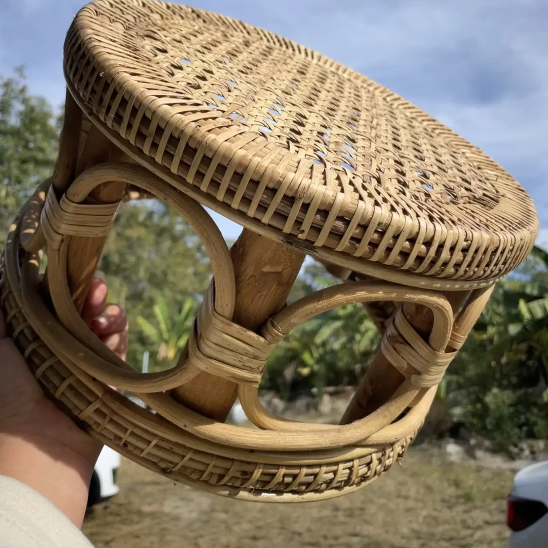 藤编坐墩休闲藤凳小墩子复古矮凳编织圆凳换鞋凳家用创意