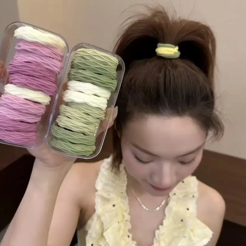 高弹力发绳高马尾发圈盒装发绳简约发绳皮筋扎发头绳头饰骑行发绳
