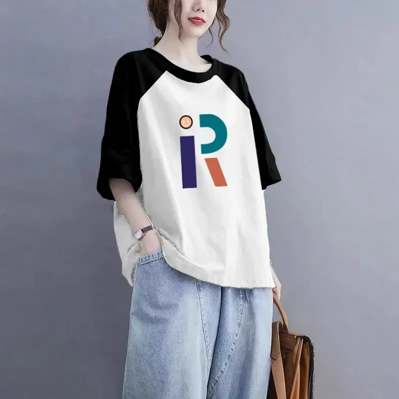 【米林鸟】t恤女士夏季短袖宽松大码胖mm体恤衫休闲百搭洋气上衣潮