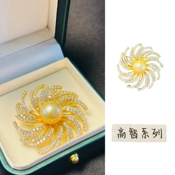 合金合成锆石仿珍珠胸针 Yichuu高智系列淡水珍珠通勤胸针