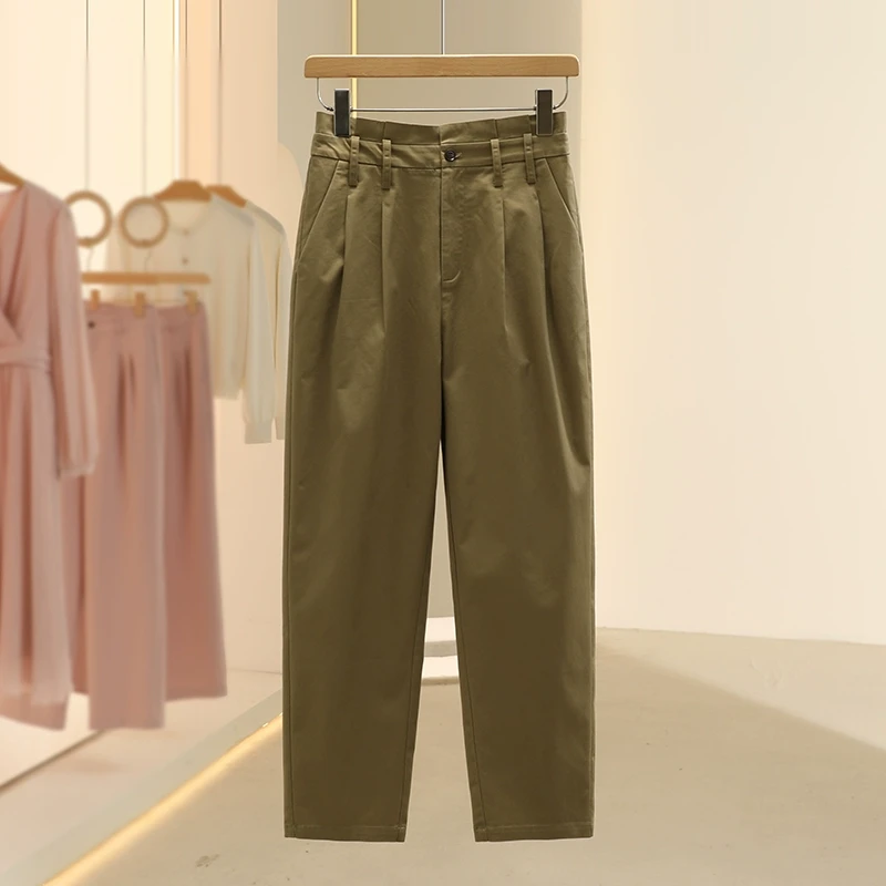 【檬】日系简约纯色百搭休闲长裤2025春季新款专柜撤柜女装