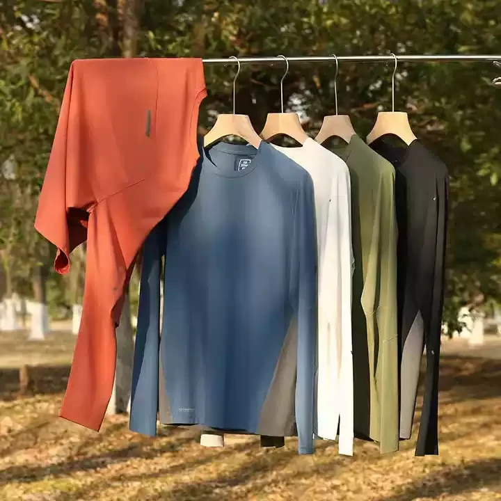 运动好伴侣 体感爆表！科技微孔透气凉感高弹春夏男女运动长袖T恤