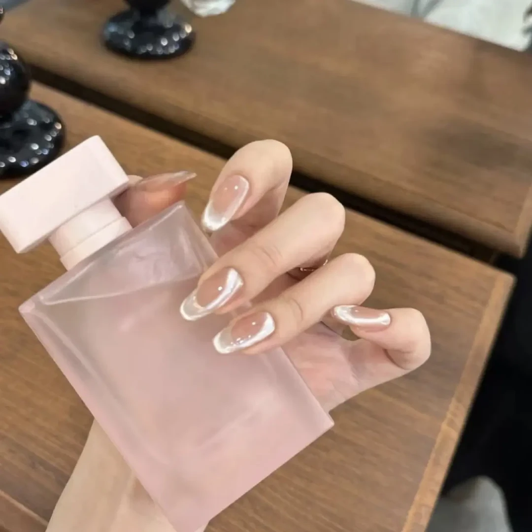 【波光粼粼】纯手工穿戴甲追光猫眼裸色渐变显白高级感日常百搭