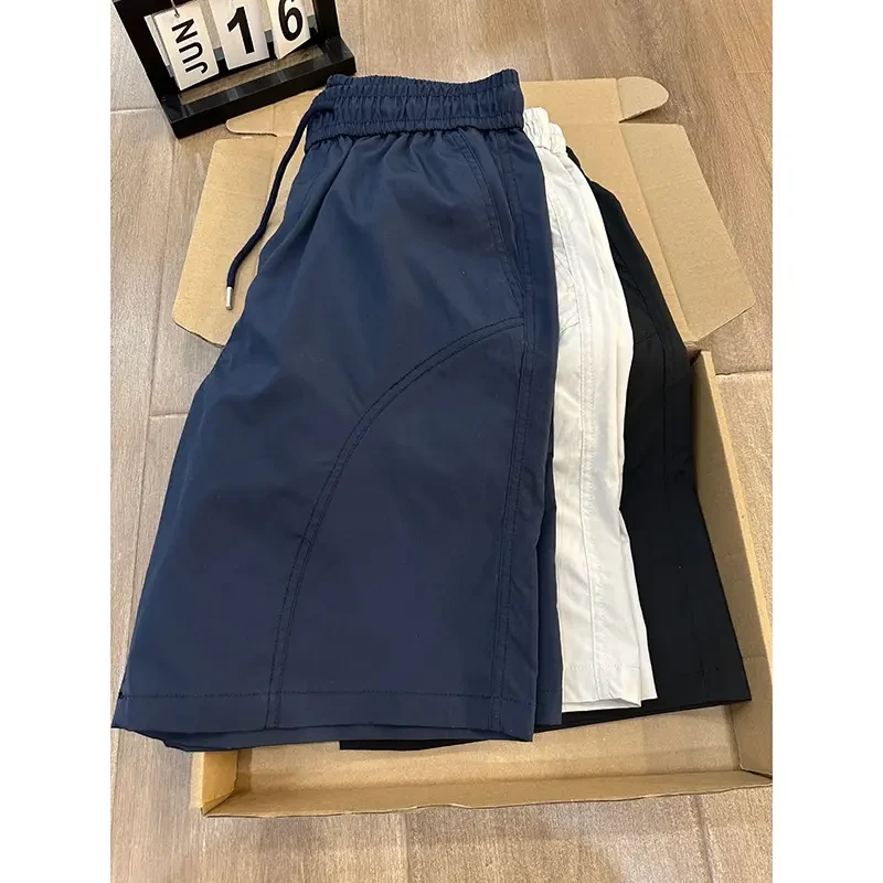 冰丝速干斜切短裤男夏季薄款美式工装沙滩裤子凉感透气休闲五分裤