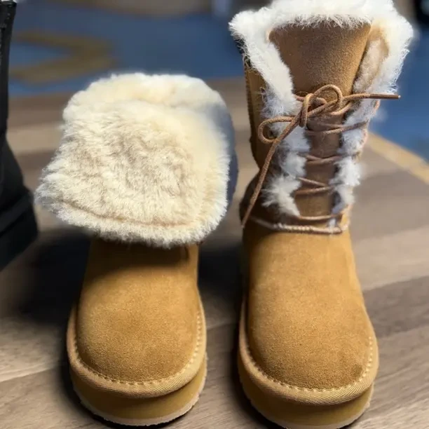 防水保暖短筒系带冬季缝制时尚雪地靴雪地靴