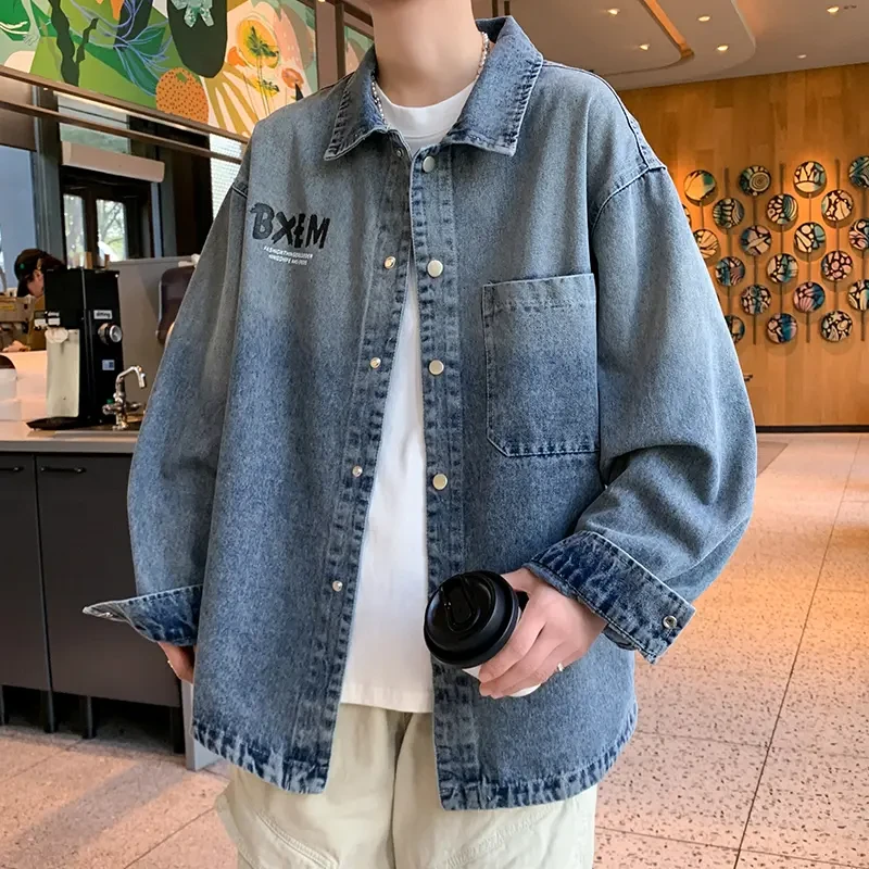 2025新款潮牌渐变水洗牛仔外套春秋款男装衬衣夹克百搭休闲韩版