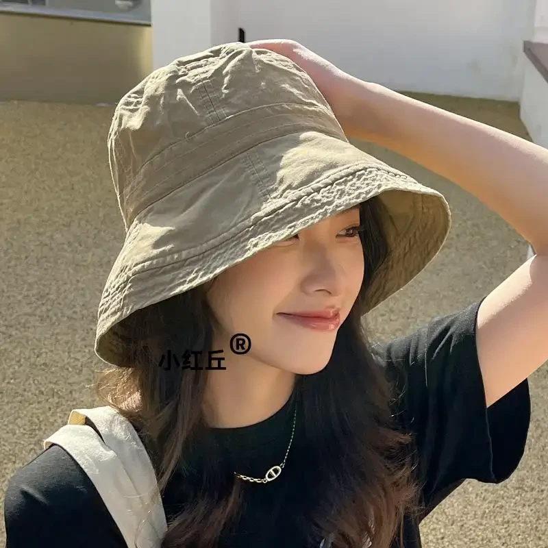 渔夫帽子女春秋季防晒遮阳帽休闲大檐帽男士夏天折叠出游做旧盆帽