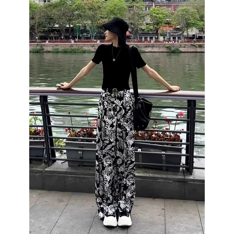 夏装搭配一整套时尚松弛感穿搭夏天减龄洋气休闲阔腿裤两件套装女