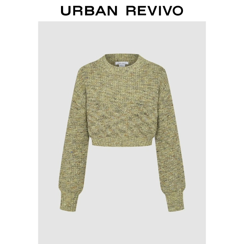 UR2025春季新款女装欧若风休闲花纱肌理感短款针织衫UYY950007