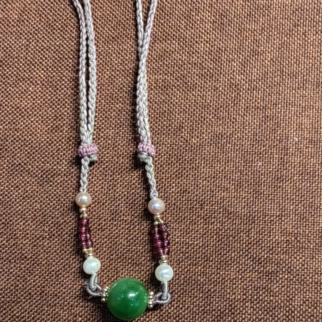 碧玉猫眼单珠约15mm锁骨链