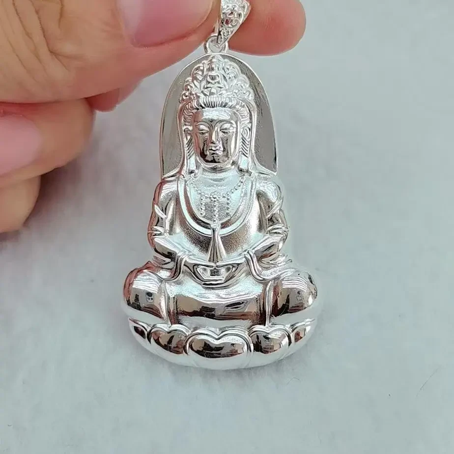 吊坠足银 足银999立体镂空观音吊坠