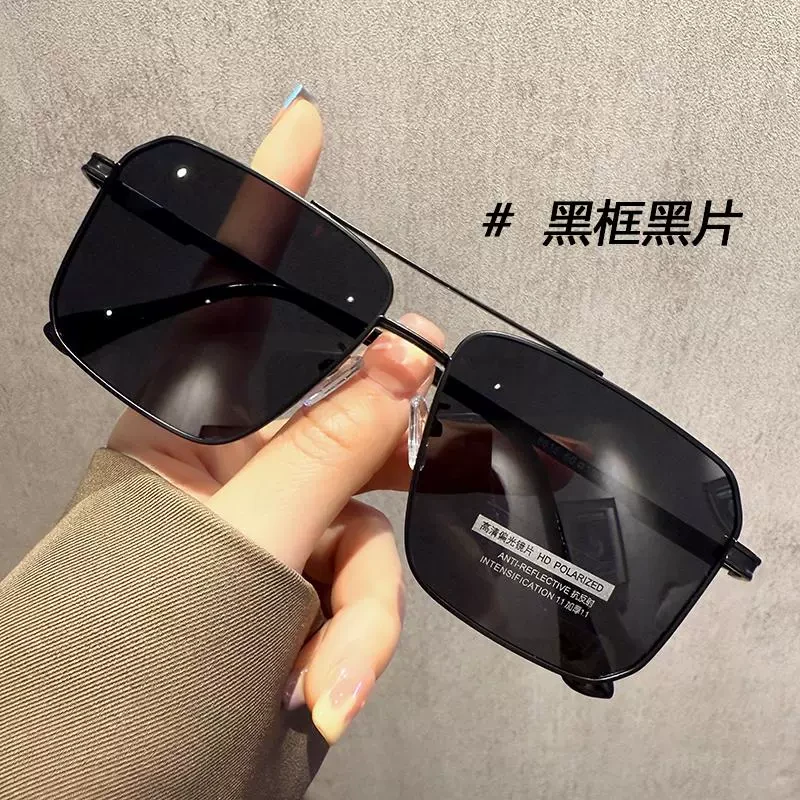 高清偏光墨镜男款2025新款高级感开车专用方形黑色男士太阳镜百搭