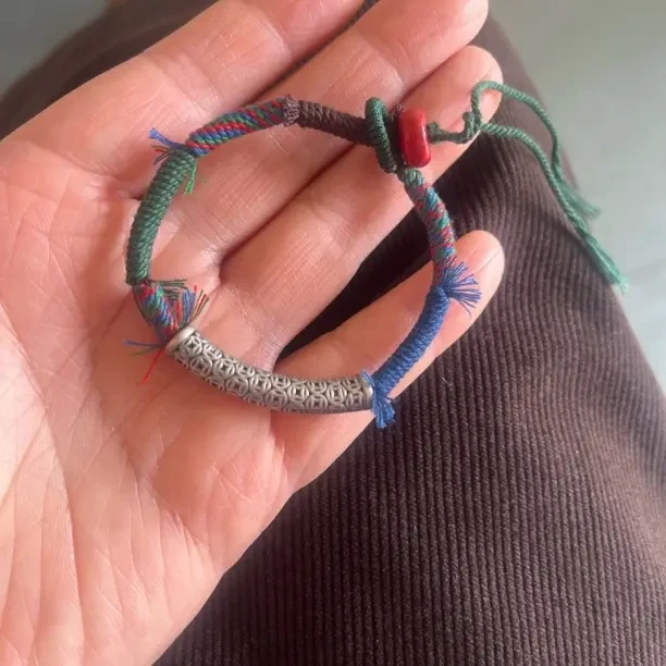 铜合金布艺手链 藏式红绳复古民族风手工编织如意平安手绳