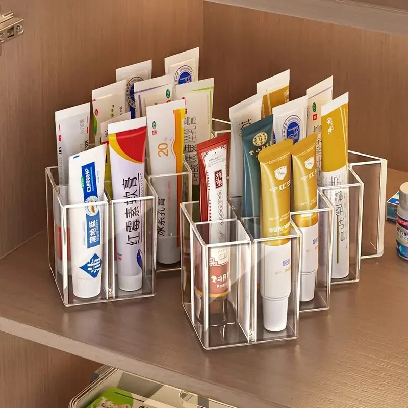 药膏收纳盒分格桌面管状药品整理神器药架子小乳膏软膏药物置物架