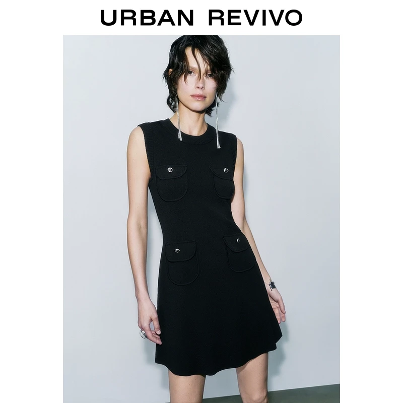 UR2025夏季新款女装气质魅力多袋无袖针织连衣裙UWG950130