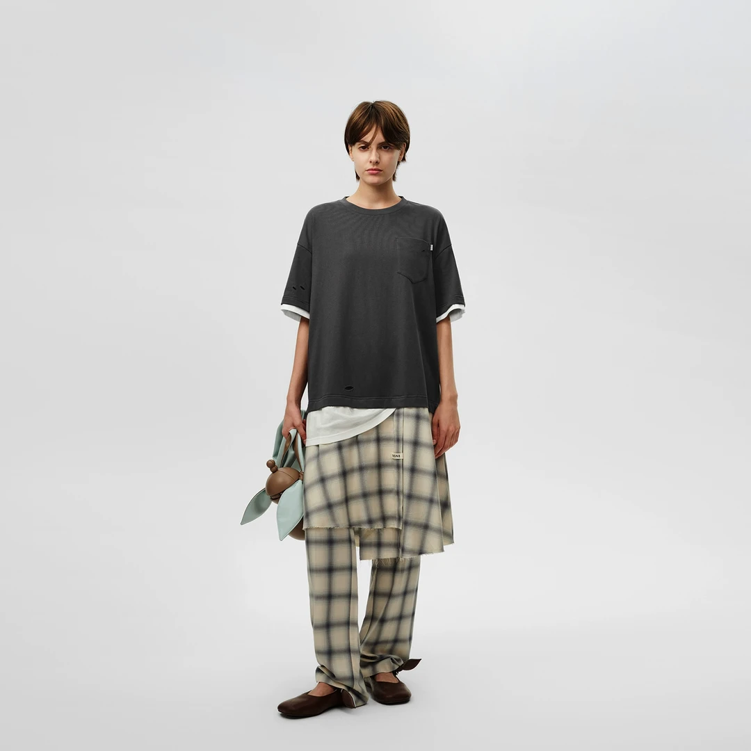 8ON8设计师品牌深灰色叠穿T恤裙DSC买手店BY5DX0021