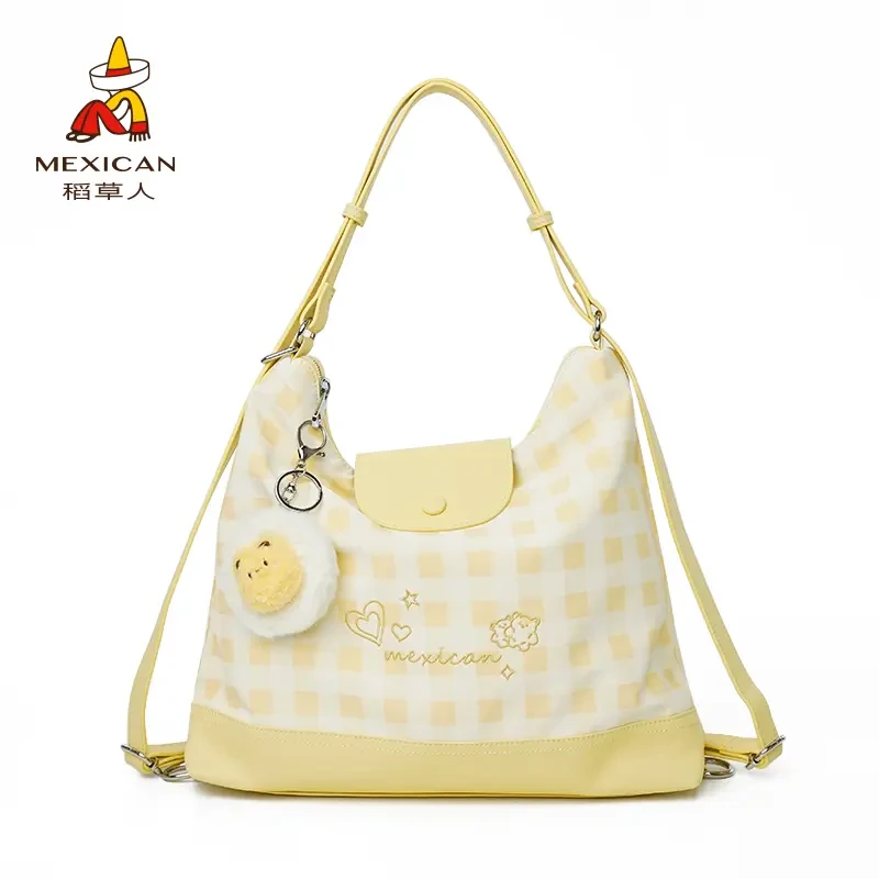 稻草人包包女新款斜挎包大容量格子腋下包休闲可爱单肩包女包礼物