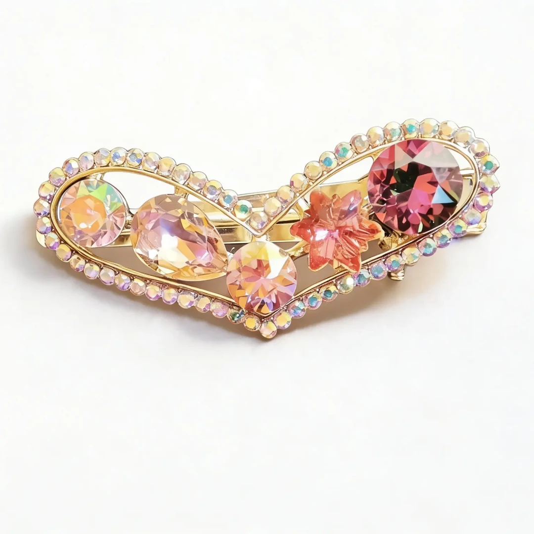 韩版闪钻水钻爱心发夹时尚精致气质百搭网红边夹头饰鸭嘴夹水晶