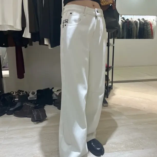 秋冬新款高腰显瘦百搭直筒阔腿加绒牛仔裤女