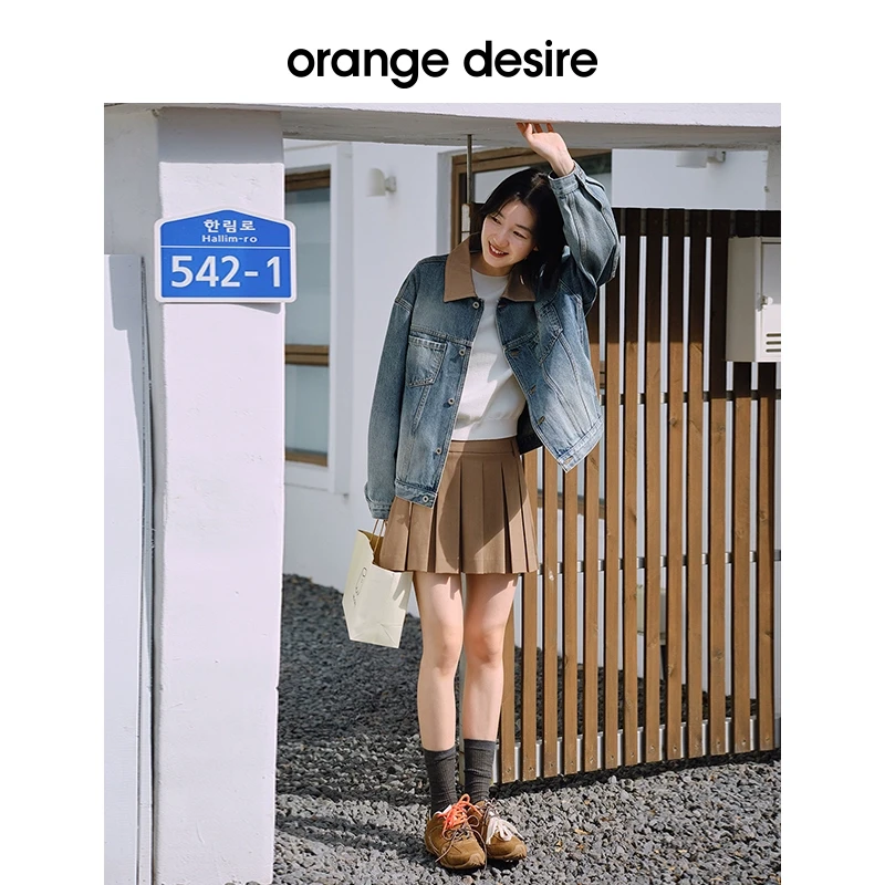 orange desire学院风百褶半身裙A字短裙OD2DAWB0016