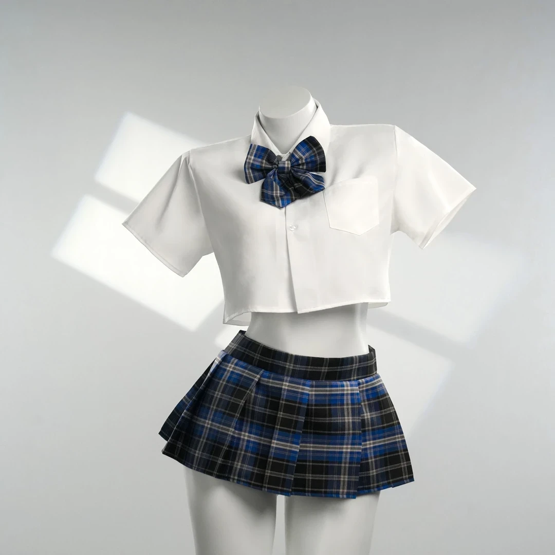 午夜秘密520情侣礼物2025新款性感睡裙学院风格子日系甜美 百褶高