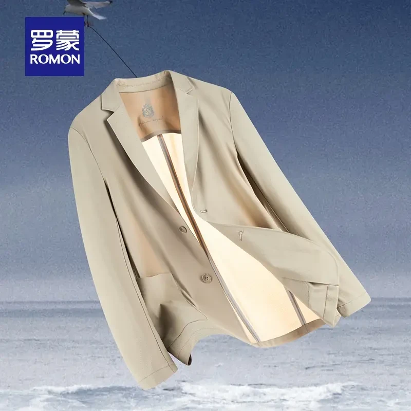 【10A抗菌原纱防晒单西】罗蒙男款高弹冰丝防晒西服轻薄外套华夫格