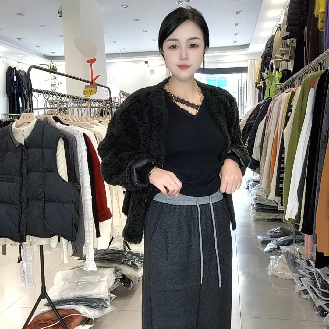 冬季加绒阔腿休闲直筒长裤减龄百搭时尚单品