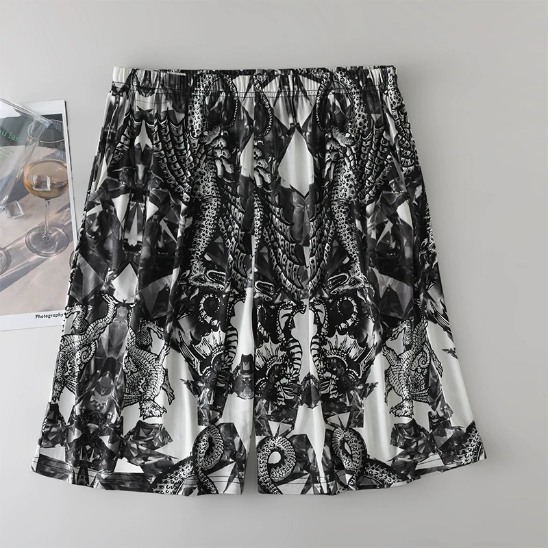 100%桑蚕丝男士居家休闲沙滩裤 真丝加捻舒适透气宽松清凉五分裤