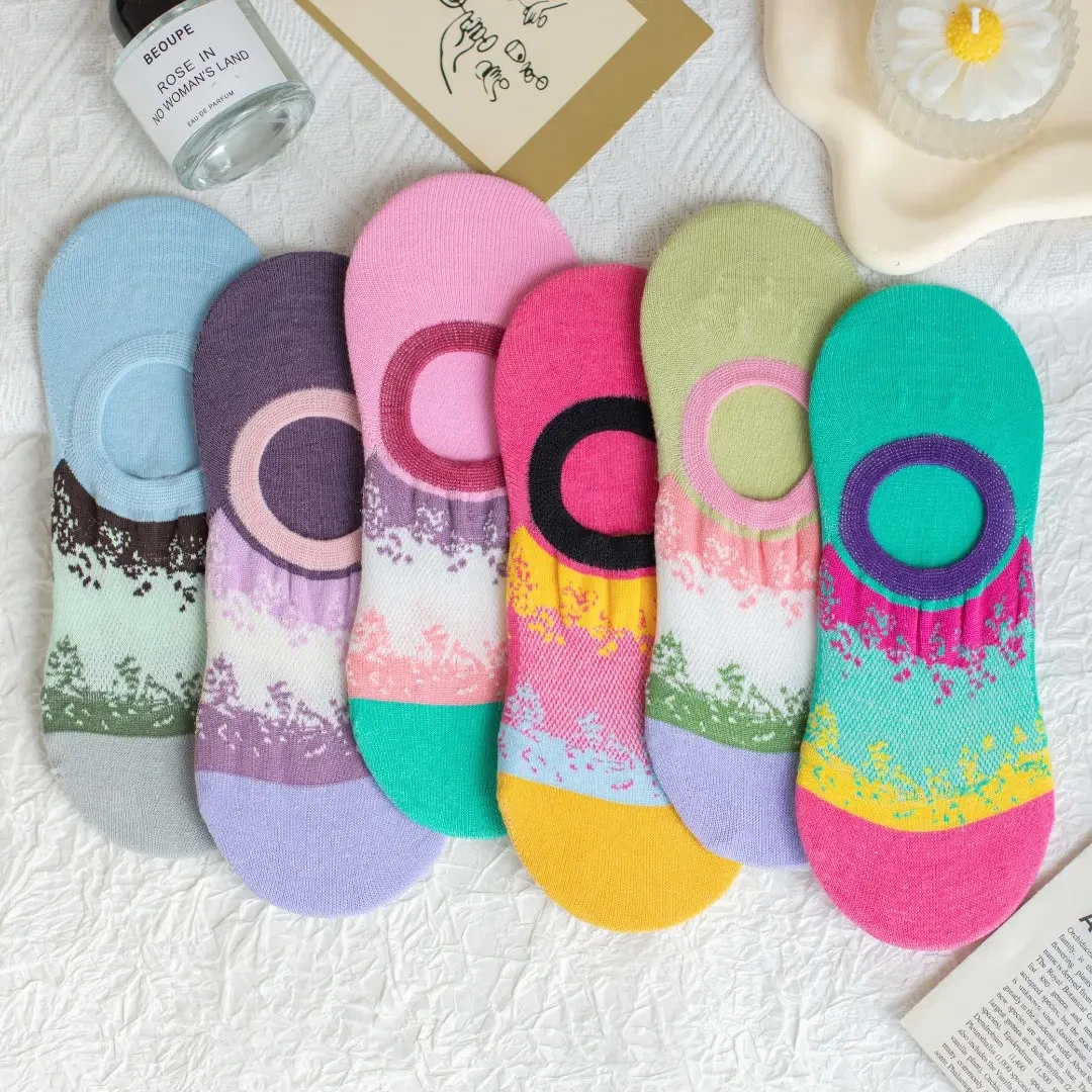 多巴胺女船袜薄棉透气吸汗不掉跟炫彩百搭ins女超薄透气撞色船袜t