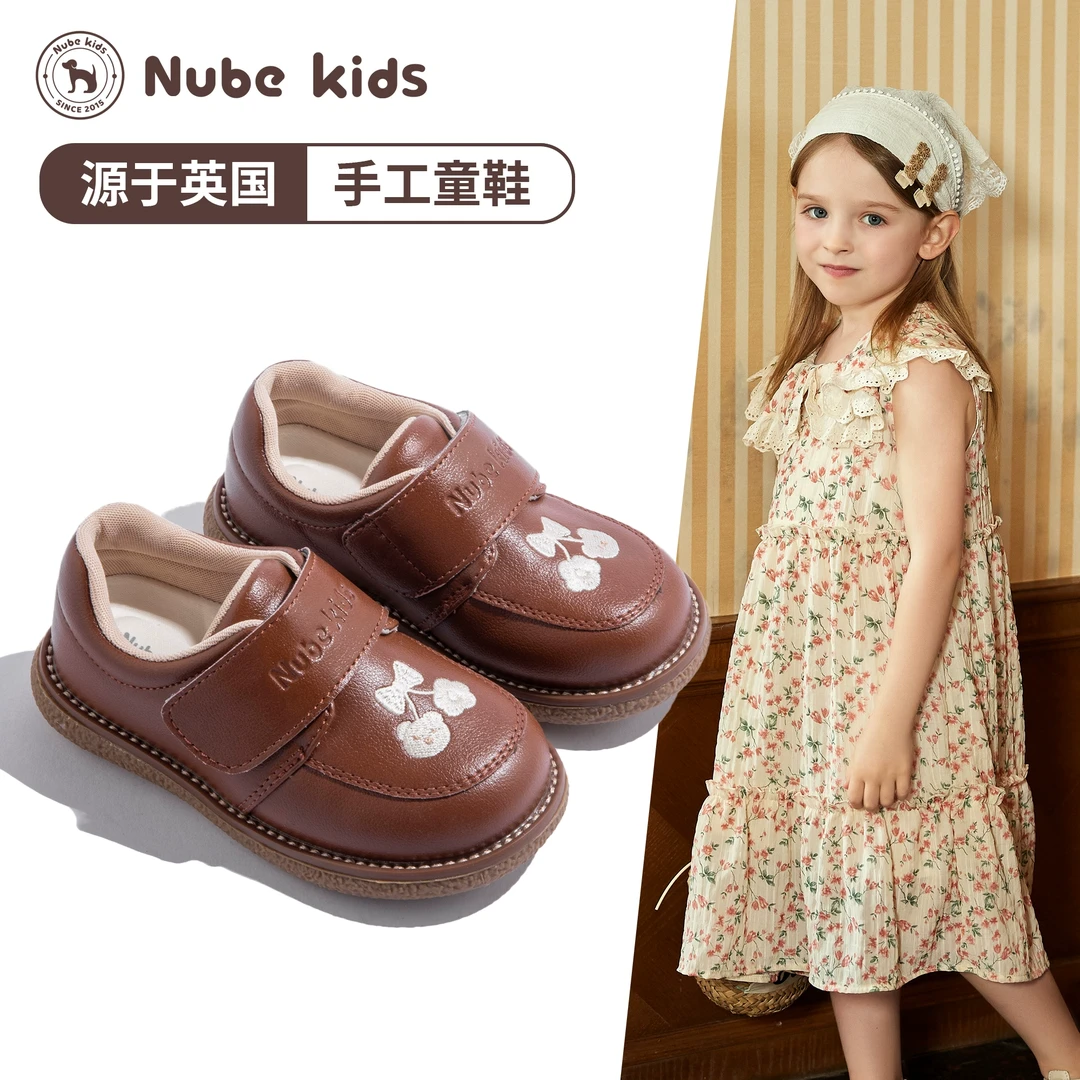 真皮女童洋气百搭公主鞋春秋新款女小童宝宝刺绣花朵小皮鞋单鞋