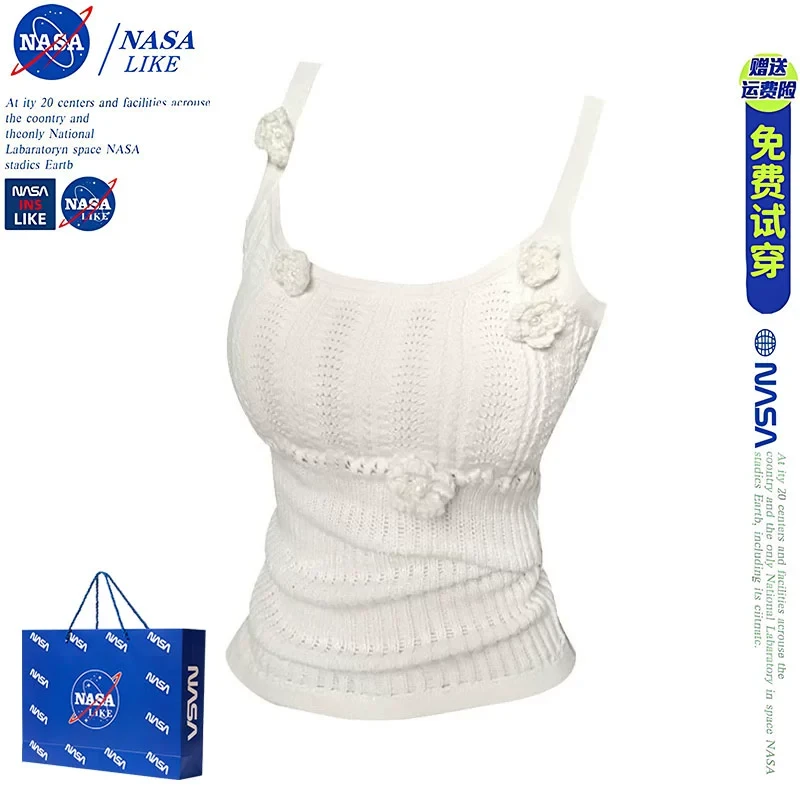NASA法式立体花朵纯欲吊带背心女夏季2025新款设计感修身短款上衣