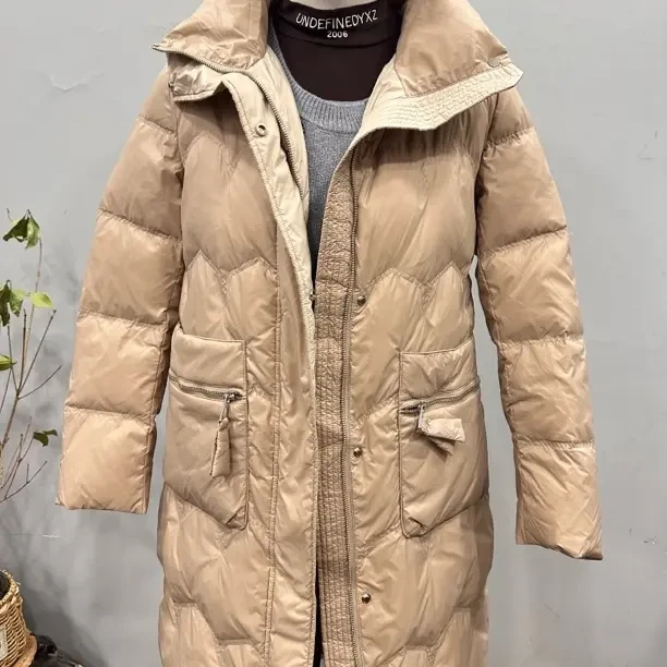 中长款保暖立领长款纯色女冬季加厚收腰韩版简约女士