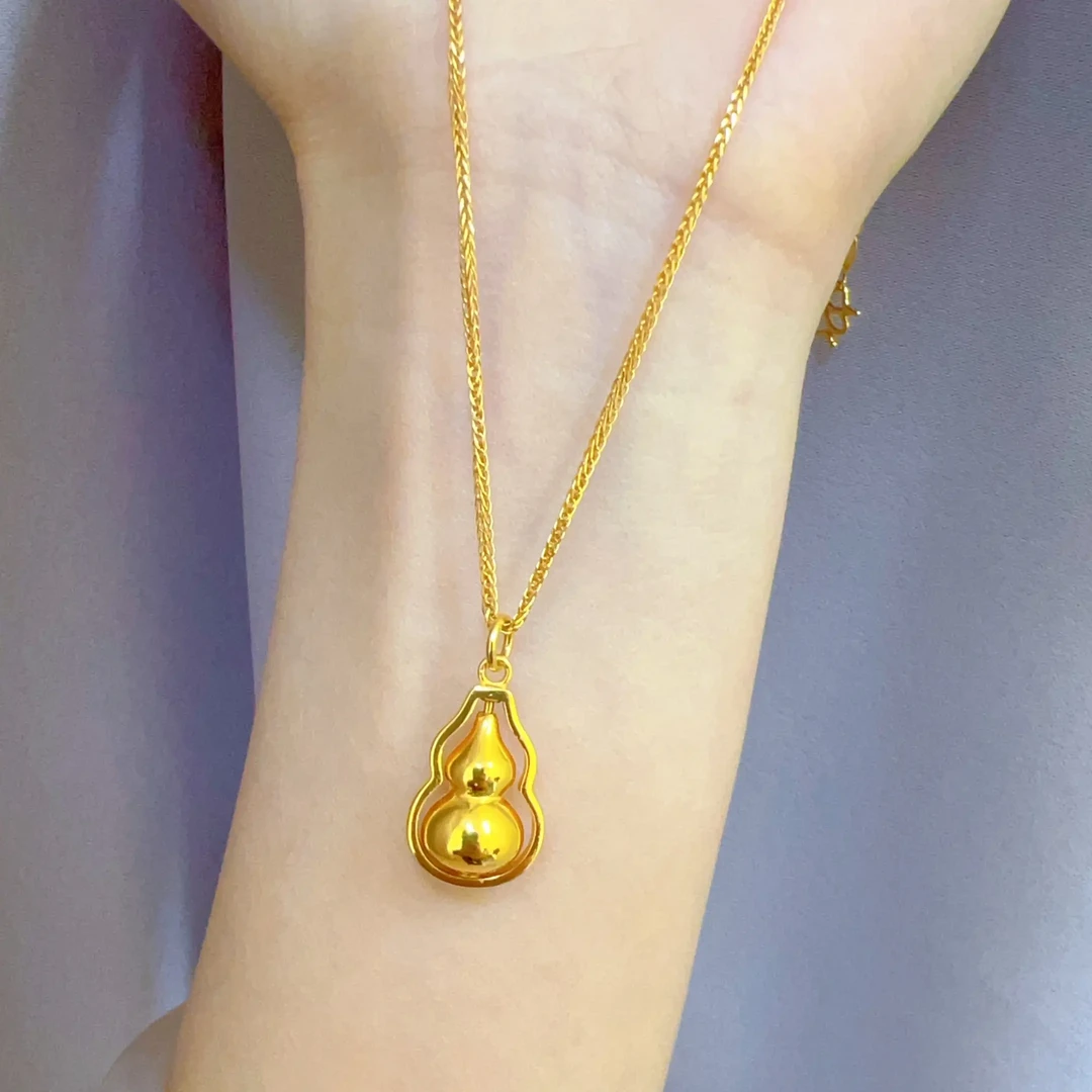 坠链均足银 亮面旋转葫芦项链时尚百搭简约经典不过时秋冬新款