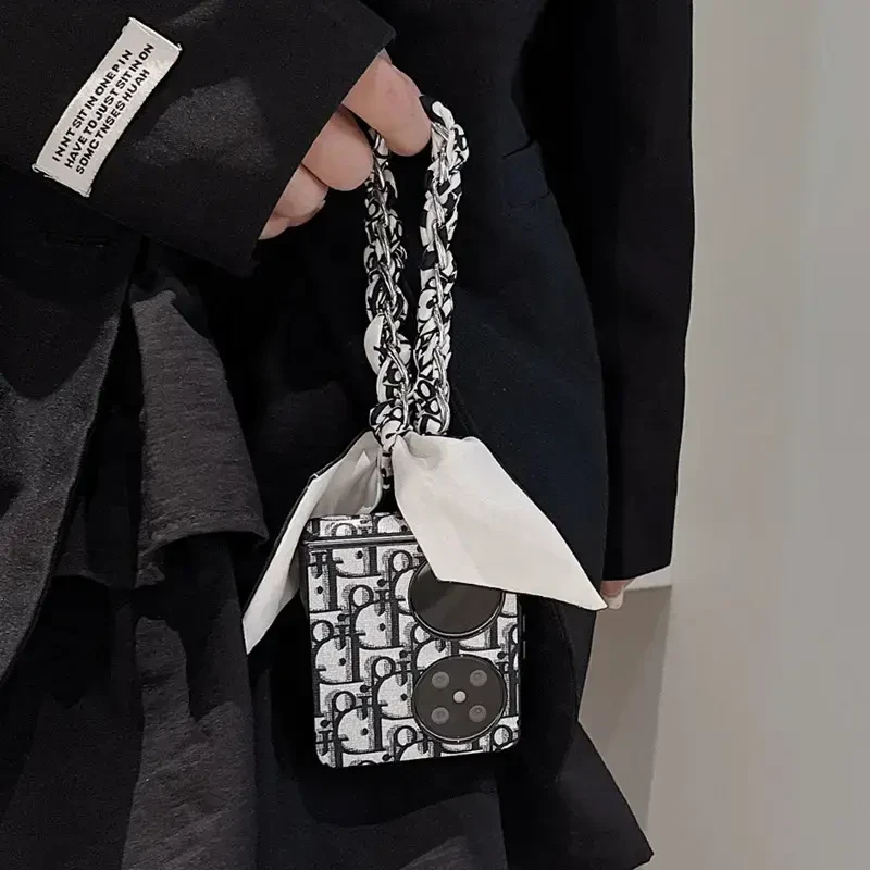 适用华为pocket2手机壳斜挎PuraX中轴novaflip小米mixflip保护套