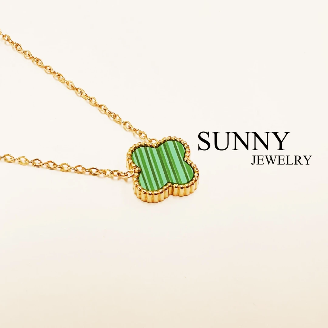 【FANDY梵蒂】双面四叶草孔雀绿项链经典项链轻奢锁骨链