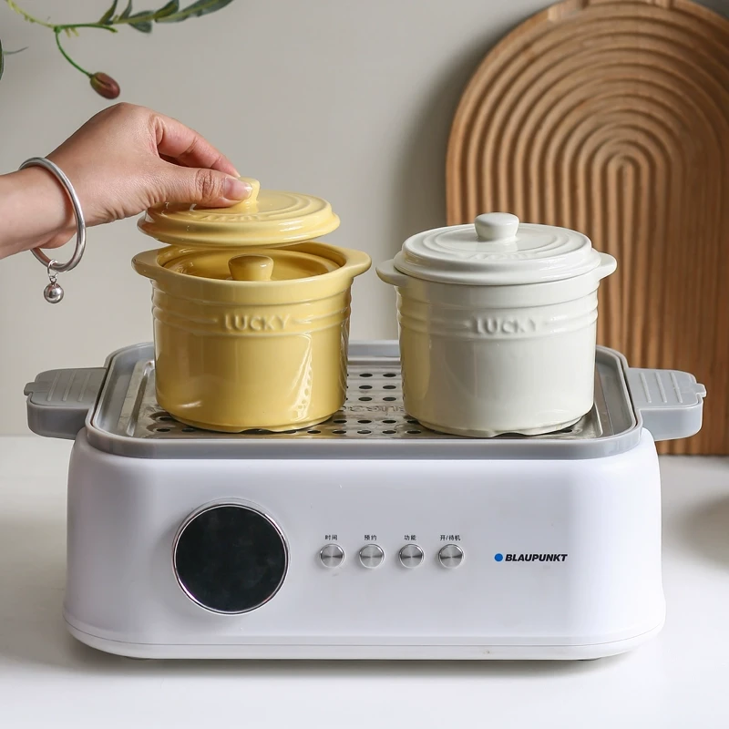 隔水炖炖盅家用瓦罐陶瓷带盖双盖汤盅炖燕窝蒸蛋碗蒸锅炖盅炖罐