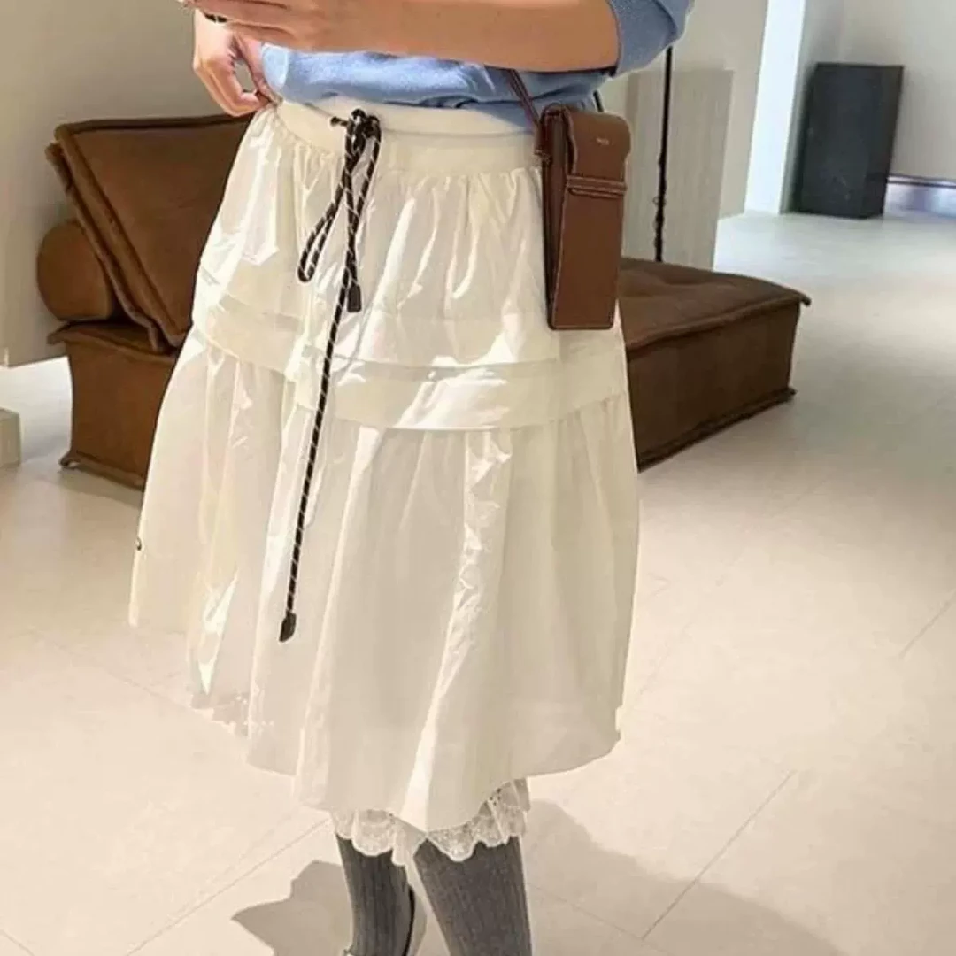 京熹服饰定制25早春新款甜美蓬蓬公主裙多层拼接蕾丝花边下