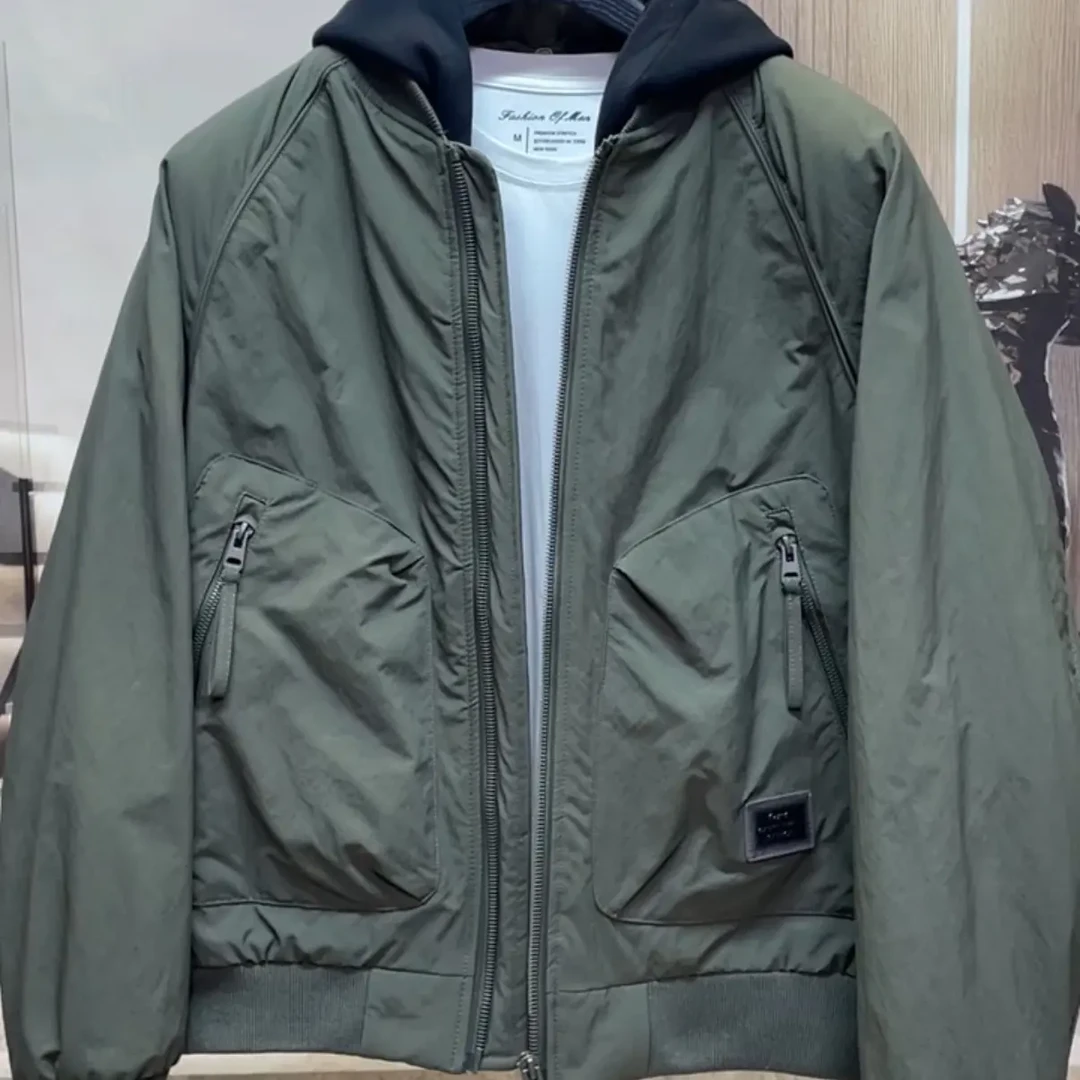 冬季男士可拆卸帽时尚百搭加厚保暖棉服外套