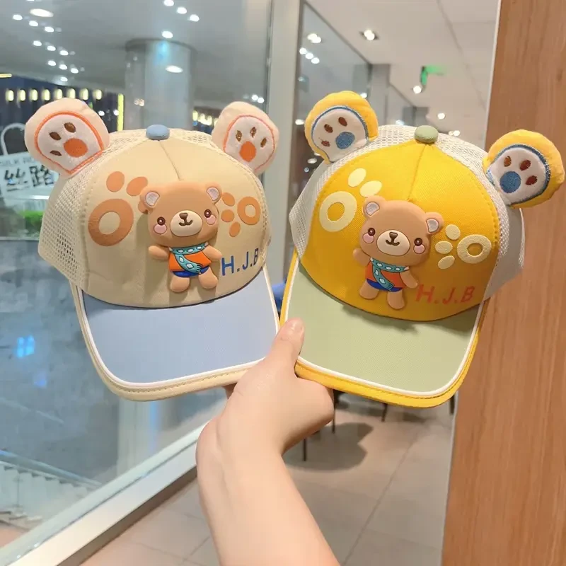 宝宝帽子小童夏季薄透气防晒帽儿童棒球帽女孩鸭舌男孩网眼太阳帽