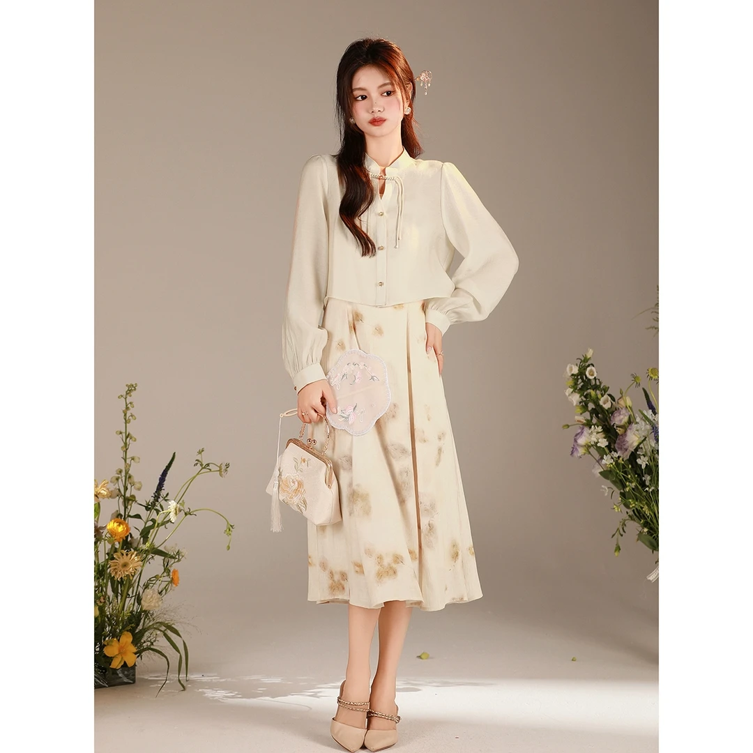 【年终浮力】 新中式套装2024春秋碎花吊带连衣裙1410246LP