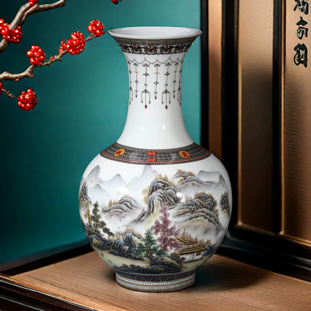 景德镇瓷器陶瓷花瓶中式古典古风仿古书房玄关博古架家居装饰摆件