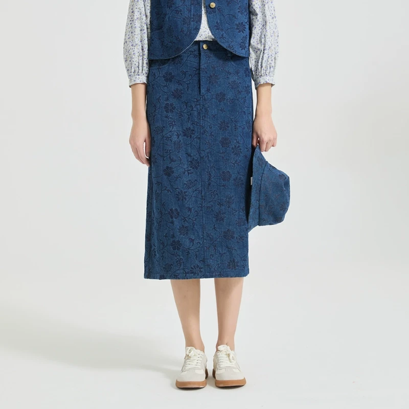 《山缦》牛仔提花半裙FQ221/251