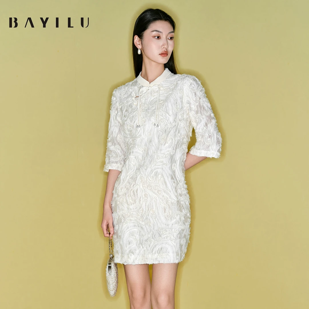 芭依璐2025春季连衣裙女新中式改良旗袍裙子91L7040