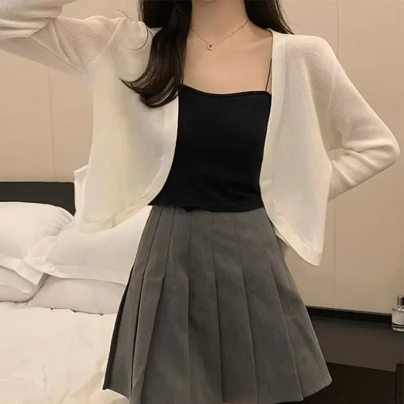 针织防晒开衫女2025年夏季冰丝薄款披肩短款坎肩外搭罩衫上衣R266