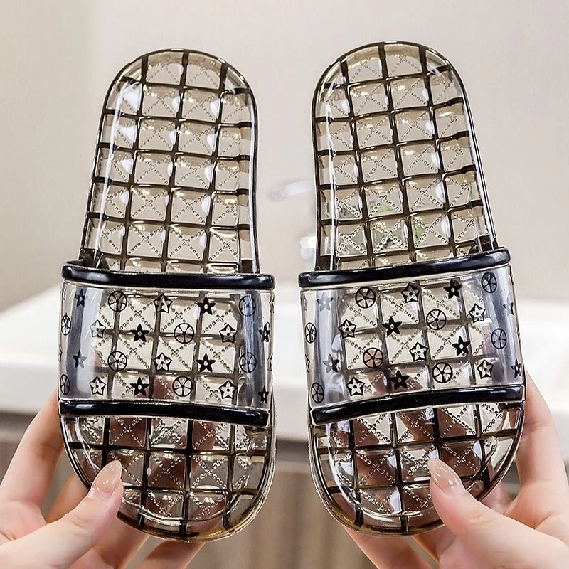 高颜值亲子凉拖鞋夏季百搭室内居家潮流男女童情侣防臭水晶一字拖