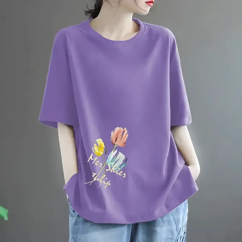 清仓捡漏100%棉大码t恤女夏季韩版百搭短袖宽松显瘦半袖上衣