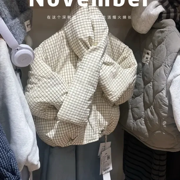 童装冬季短款羽绒夹克带围脖